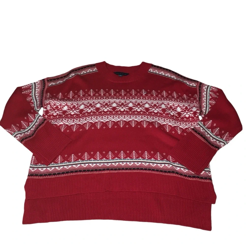 Tommy Hilfiger Red and White Patterned Sweater - Picture 2 of 14